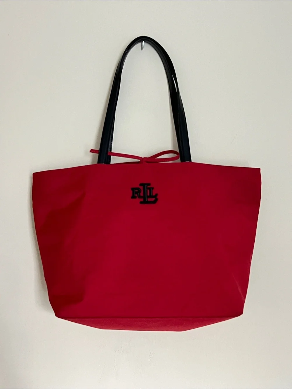 Ralph Lauren Red Canvas Shoulder Tote Bag